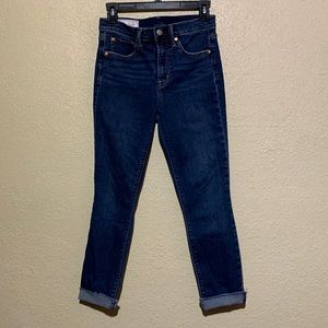 GAP Jeans 27 4R Medium Wash Blue Cuffed Raw Hem Skinny High Rise Stretchy